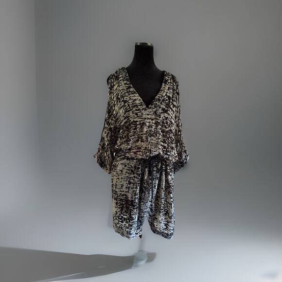 Gypsy 05 Silk Velvet Burnout Dress – L - Sheer Cold Shoulder Indie Holiday Party - Picture 5 of 12